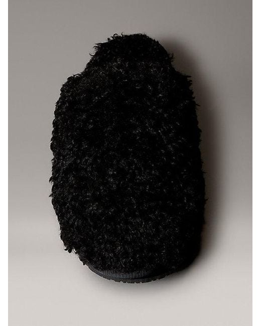Calvin Klein Black Jeans Faux Shearling Sherpa Slippers