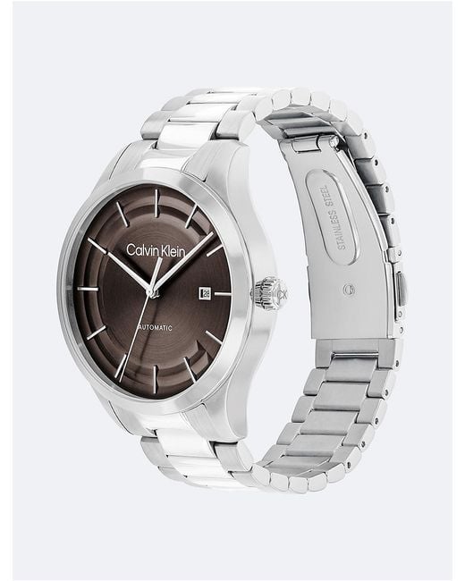 Calvin Klein White Automatic H-Link Bracelet Watch for men