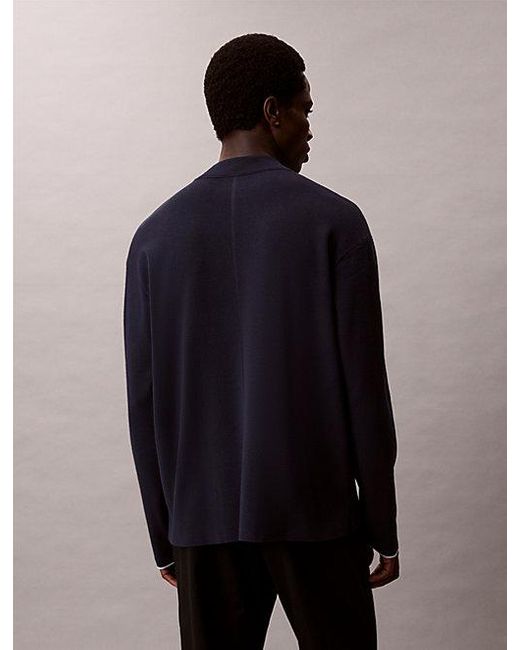 Calvin Klein Black Tech Knit Boxy Mock Neck Jumper for men