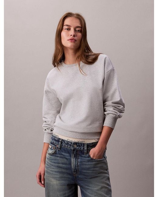Calvin Klein Gray Relaxed Monogram Fleece Sweatshirt