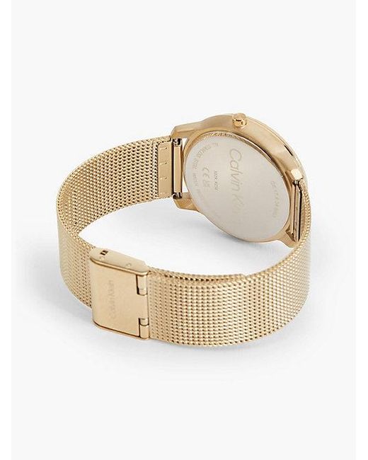 Calvin Klein Metallic Monogram Logo Mesh Bracelet Watch