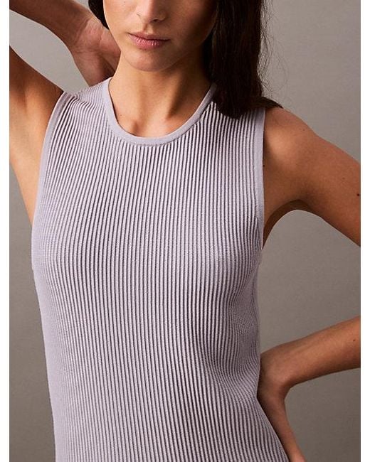 Calvin Klein Purple Modelliertes Minikleid Aus Rippstrick