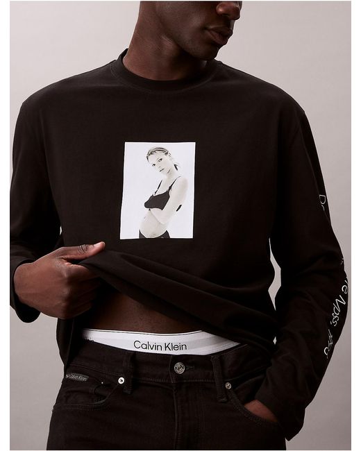 Calvin Klein Kate Moss Graphic Relaxed Long Sleeve T-Shirt in 