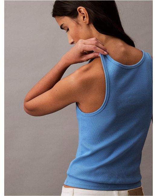 Calvin Klein Calvin Klein Cotton Contour Rib Tank in Blue | Lyst