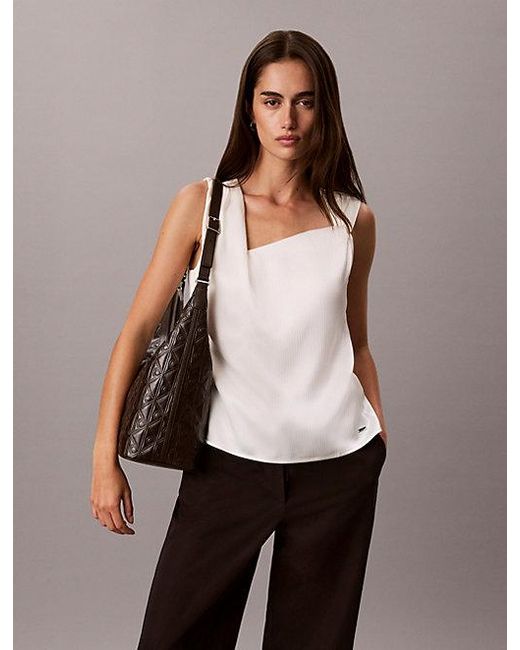 Calvin Klein Gray Debossed Allover Emblem Logo Shoulder Bag