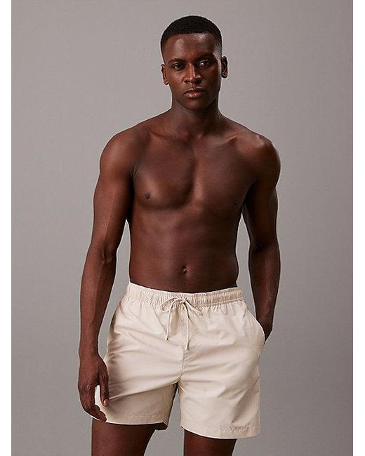 Bañador de largo medio con cordón Calvin Klein de hombre de color Brown