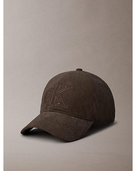 Calvin Klein Brown Corduroy Logo Embroidery Cap for men