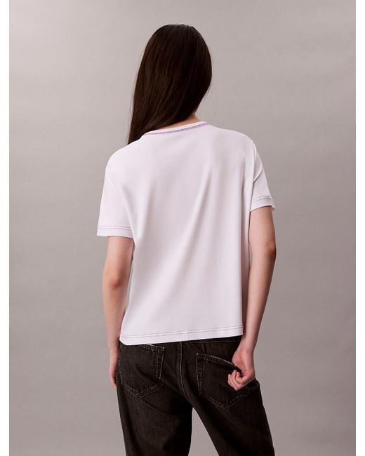 Calvin Klein Pink Embroidered Logo Graphic Slim T-Shirt