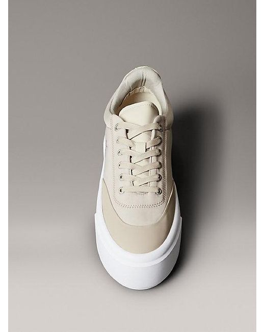 Calvin Klein Metallic Leather Signature Logo Platform Trainers