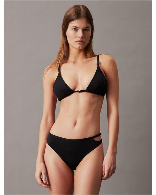 Calvin Klein Black Micro Belt Triangle Bikini Top
