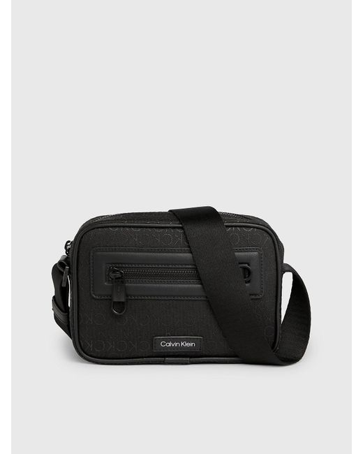 Calvin Klein Black Logo Jacquard Crossbody Bag for men