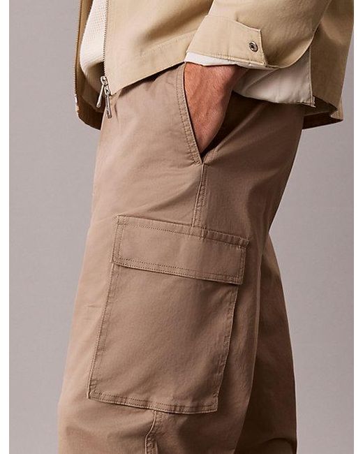 Calvin Klein Natural Jeans Straight Cotton Twill Cargo Trousers for men
