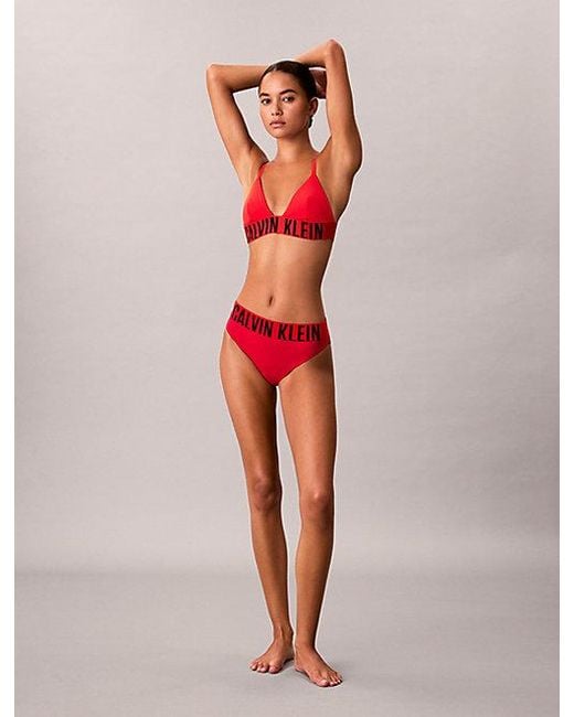 Calvin Klein Triangel Bikinitop in het Red