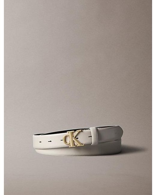 Calvin Klein Brown Full Grain Leather Logo Belt