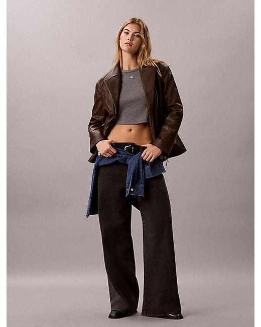 Calvin Klein Multicolor Jeans Faux Leather Motorcycle Jacket