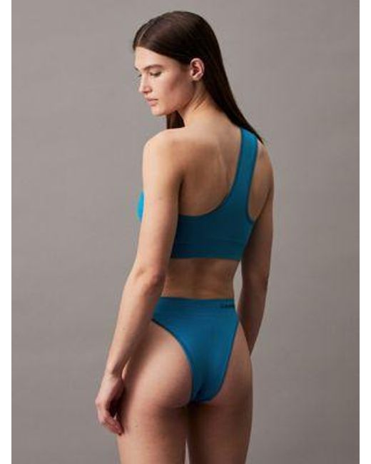 Calvin Klein Blue One Shoulder Bikini-Top - CK Meta Essentials