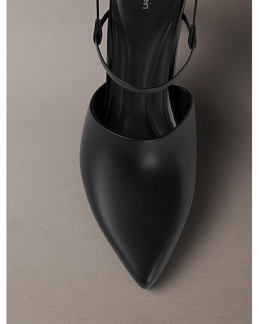 Calvin Klein Gray Leather Slingback Stiletto Pumps