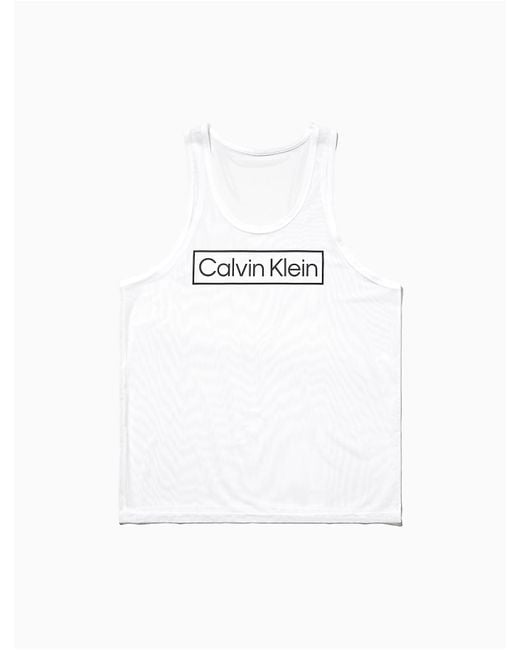 Calvin Klein White Reimagined Heritage Pride Sheer Sleep Tank Top for men