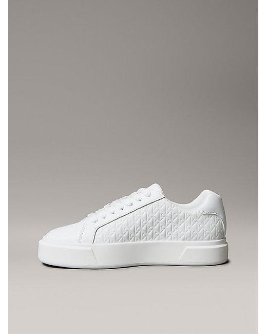 Calvin Klein Leren Sneakers Met Embleem Met Logo in het White