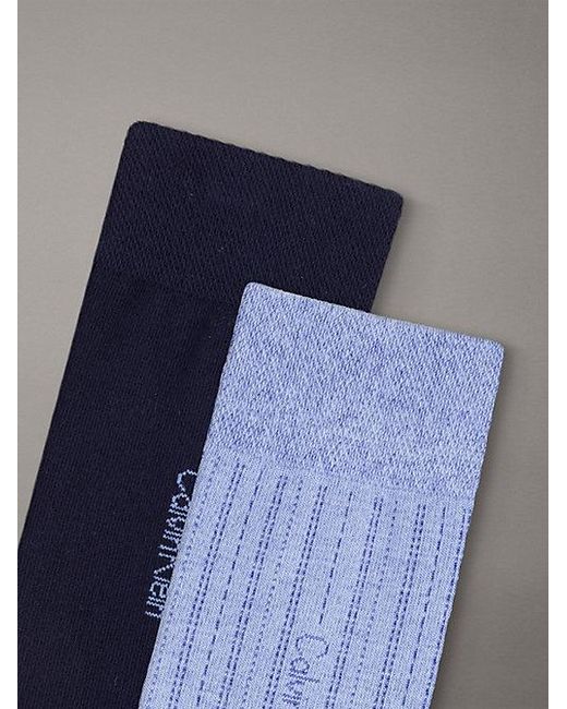 Calvin Klein Blue 2 Pack Soft Stretch Stripe Crew Socks for men