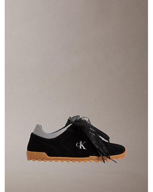 Calvin Klein Brown Suede Organza Runner Trainers