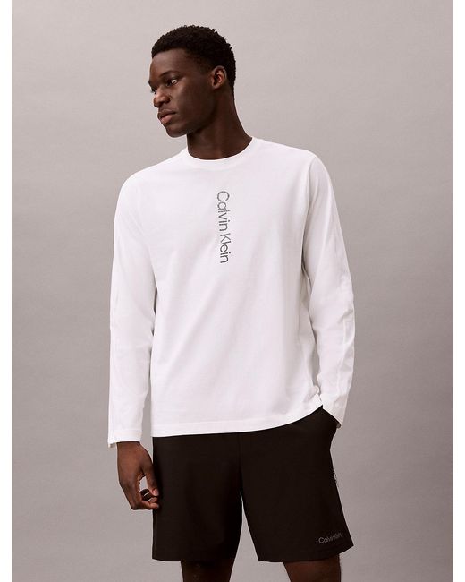 Calvin Klein White Performance Long Sleeve Gym T-Shirt for men