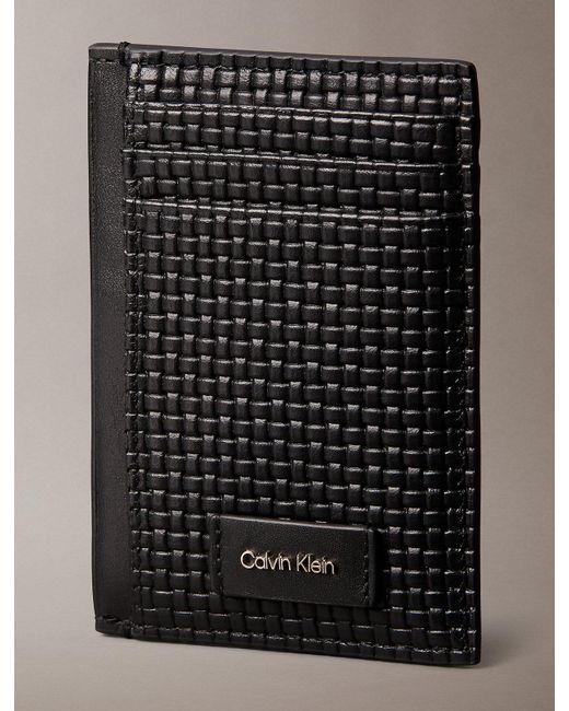 Calvin Klein Black Embossed Woven Card Case for men