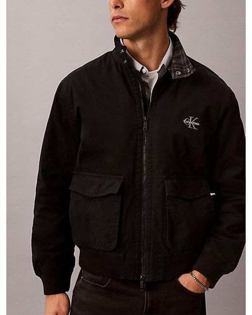 Calvin Klein Black Jeans Cotton Canvas Harrington Jacket for men