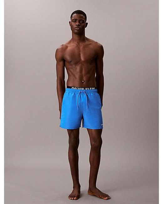 Calvin Klein Blue Double Waistband Swim Shorts Intense Power for men