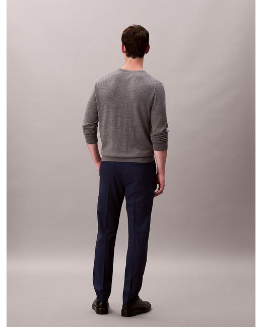 Calvin Klein Gray Slim Wool Stretch Trousers for men