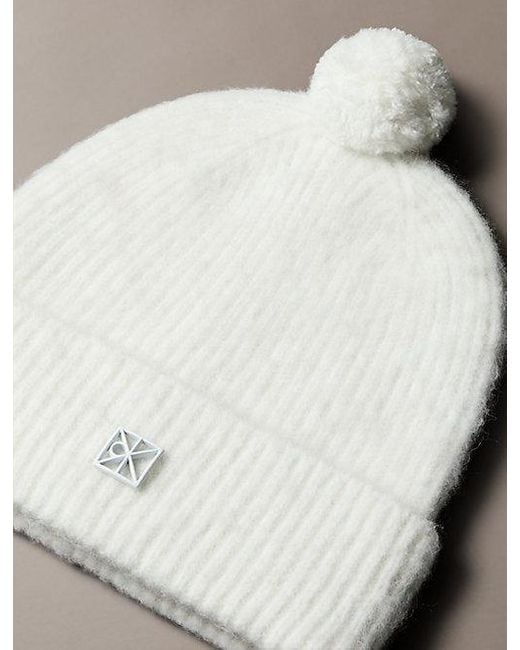 Calvin Klein Multicolor Wool Blend Emblem Logo Pom Pom Beanie for men