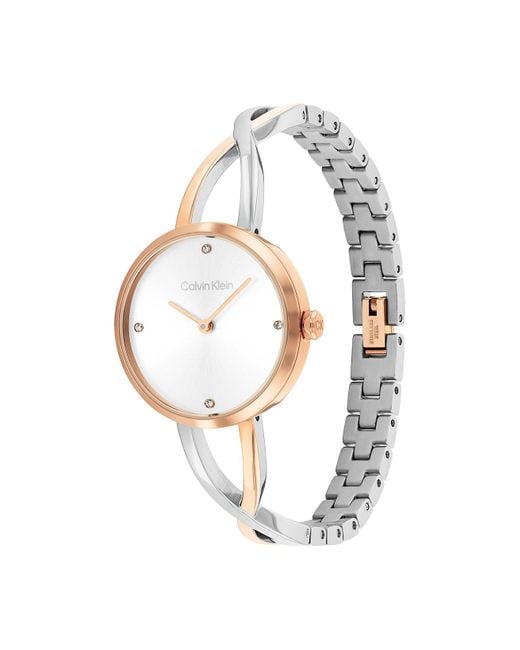 Calvin Klein White Plated Steel Bracelet Watch