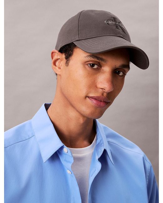 Calvin Klein Gray Embroidered Monogram Logo Twill Cap for men