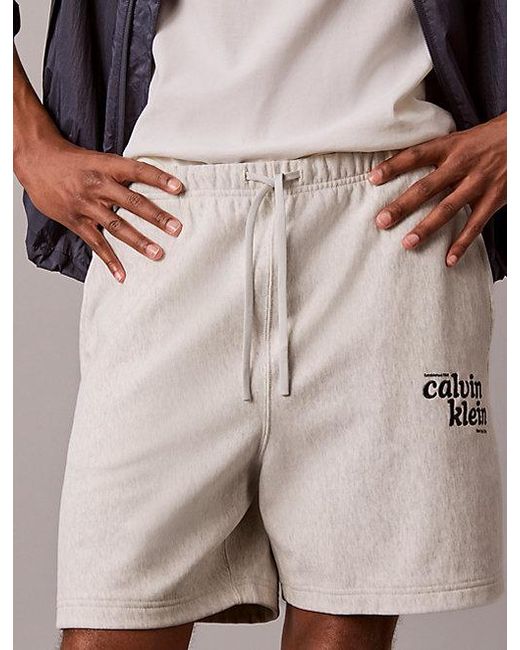 Calvin Klein Gray Jeans Embroidered Logo Jogger Shorts for men