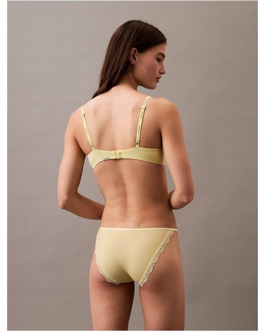 Calvin Klein Brown Microfiber Stretch With Lace String Bikini