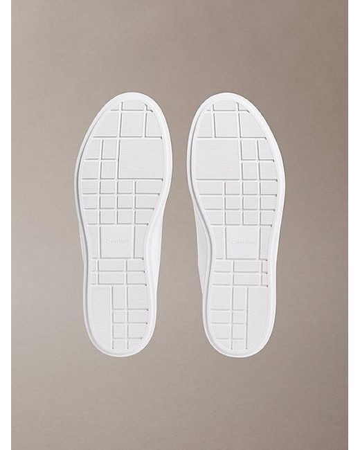 Calvin Klein White Leather Signature Logo Trainers for men