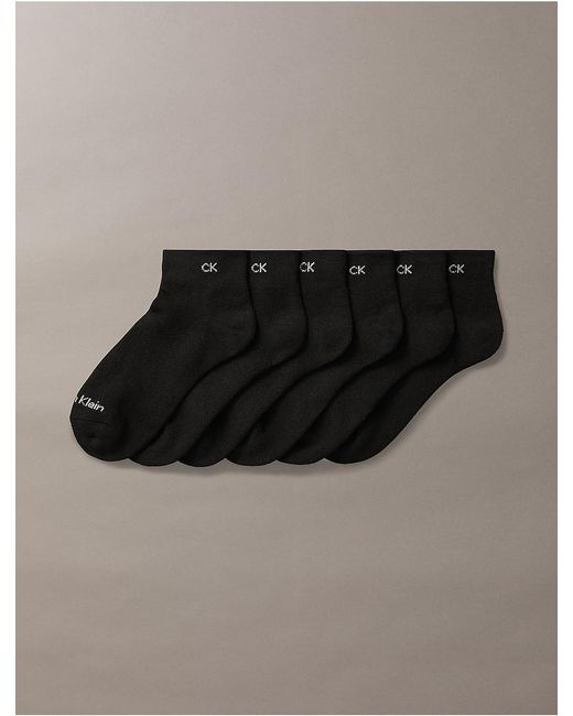 Calvin Klein Black Basic Cushion Quarter 6-Pack Socks