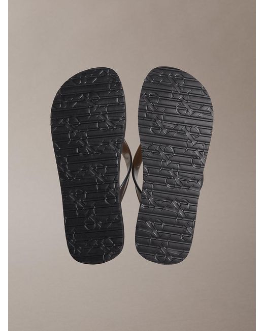 Calvin Klein Gray Pearlised Platform Flip Flops