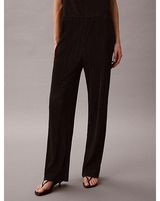 Calvin Klein Black Plisse Pull On Lounge Trousers