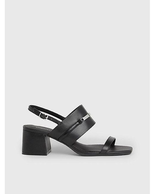 Sandalias de piel con tacón Calvin Klein de color Black