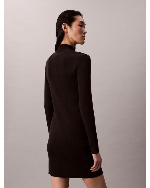 Robe À Col Roulé En Maille De Coton Calvin Klein en coloris Black