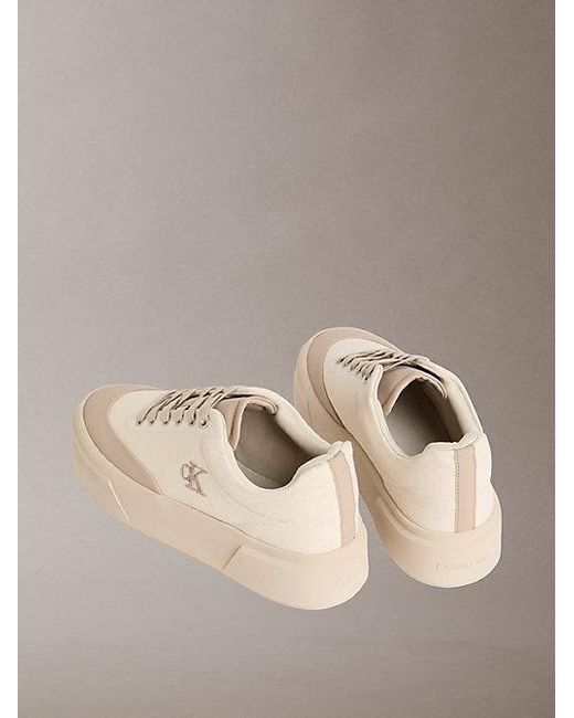 Calvin Klein Brown Sienna Canvas Logo Platform Trainers