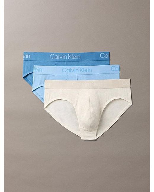 Calvin Klein Blue 3 Pack Hip Briefs for men