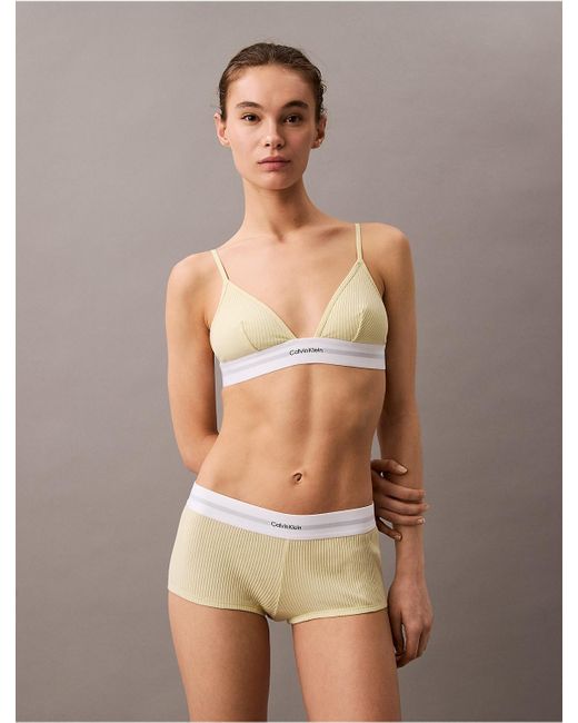 Calvin Klein Multicolor Cotton Modal Stretch Rib Unlined Triangle Bralette