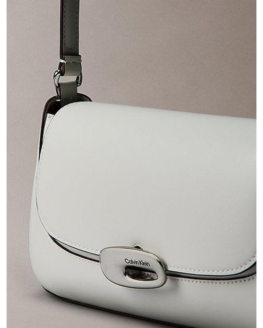 Calvin Klein Gray Engraved Flap Shoulder Bag