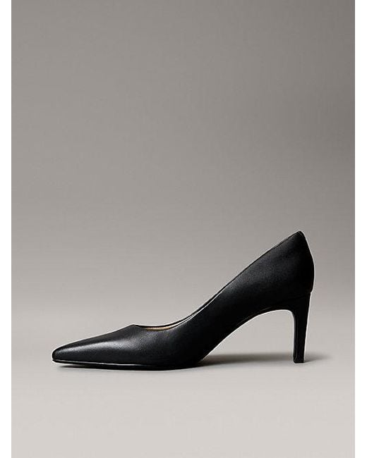 Calvin Klein Gray Leather Stiletto Pumps