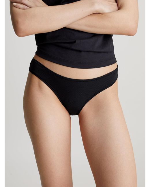 Calvin Klein 3 Pack Bikini Briefs - Ideal Modal Rib in Black