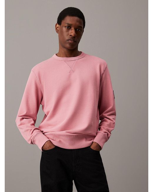 Sweat shirt en tissu eponge de coton avec insigne Calvin Klein pour homme en coloris Rose Lyst