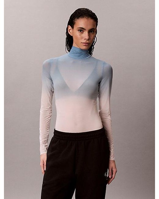 Calvin Klein Blue Sport Thermal Baselayer Turtleneck Bodysuit