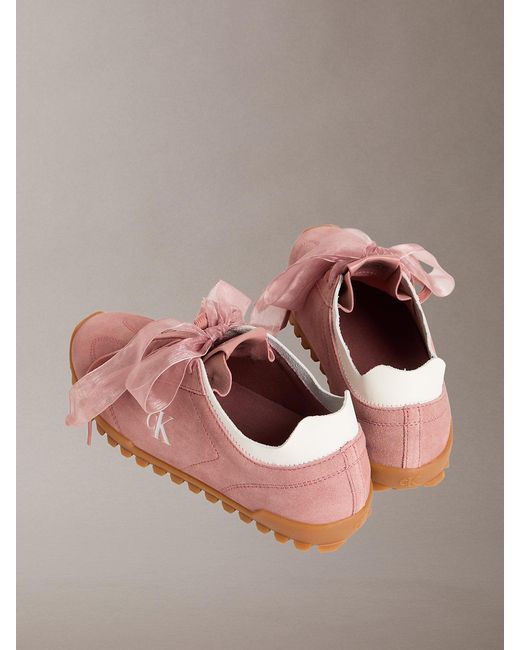Calvin Klein Pink Suede Organza Runner Trainers